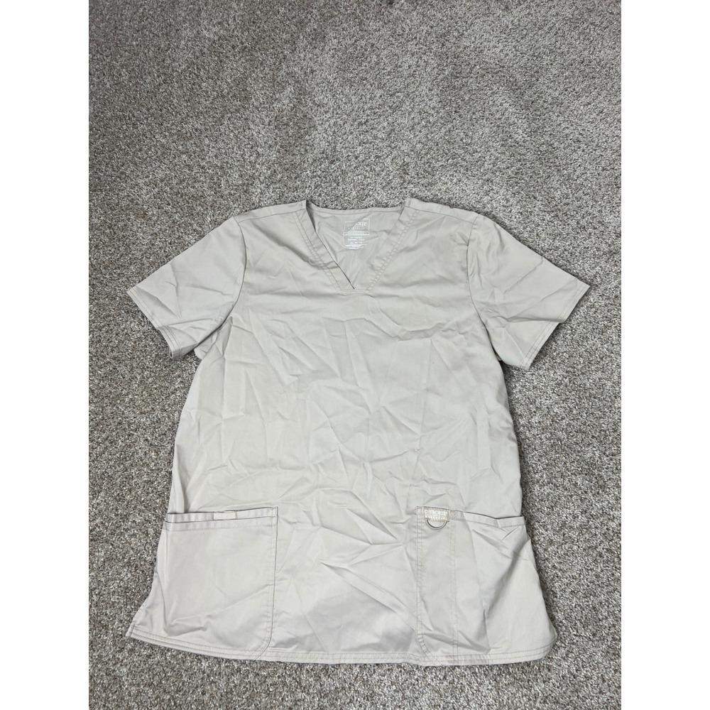 Cherokee Workwear Revolution Scrub Top Tan Khaki V-Neck XL RN93643